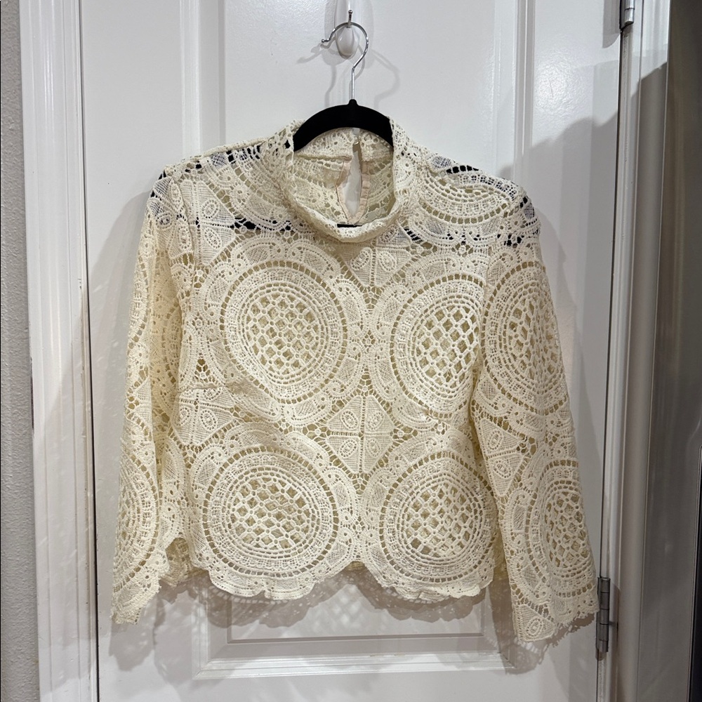 Elegant Cream Lace Women's Top